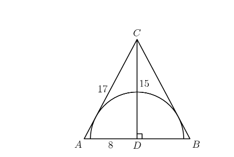 semicircle inscribed in an isosceles triangle